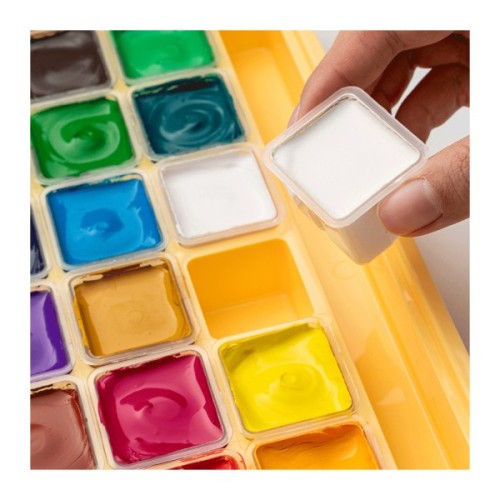 Гуашеві фарби HIMI Jelly Cup 18 кольори по 30 мл, жовтий пластик.пенал (6974712453703)