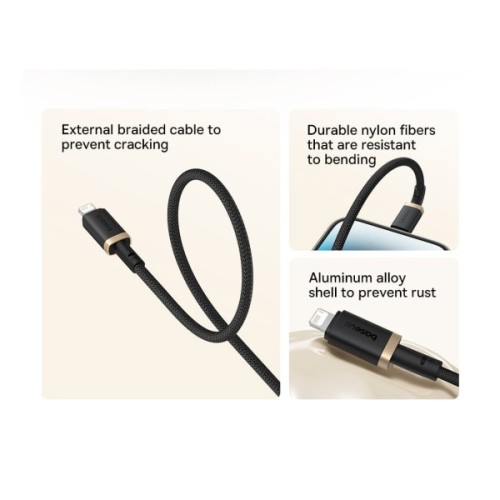 Дата кабель USB 2.0 AM to Lightning 1.0m 2.4A red+black Baseus (P10377801U01-01)