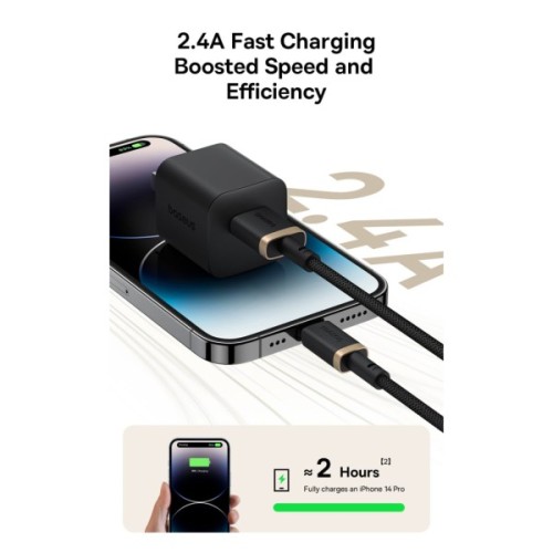 Дата кабель USB 2.0 AM to Lightning 1.0m 2.4A red+black Baseus (P10377801U01-01)