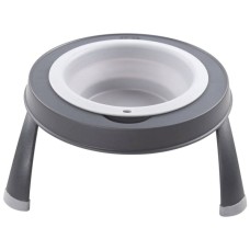 Посуд для собак Dexas Миска одинарна на складній підставці-велика 960 мл світло-сіра (0084297309121)