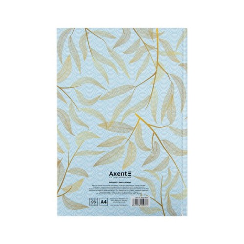 Канцелярська книга Axent Waves А4, 96 аркушів, клітинка, блакитна (8422-560-A)