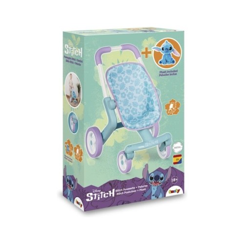 Коляска для ляльок Smoby Стіч. Прогулянка, з поворотними колесами та м'якою іграшкою (7600251225)