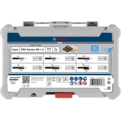 Набір фрез Bosch Professional пазових, 8мм, 6шт (2.607.017.466)