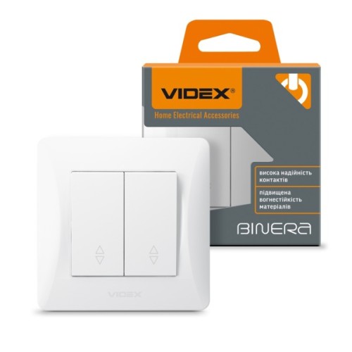 Перемикач Videx BINERA 2кл прохідний білий (VF-BNSW2P-W)