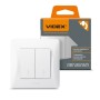 Перемикач Videx BINERA 2кл прохідний білий (VF-BNSW2P-W)