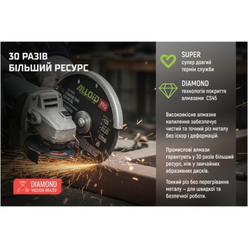 Круг відрізний Alloid Pro, алмазний, по металу, 125мм (DS-15125)