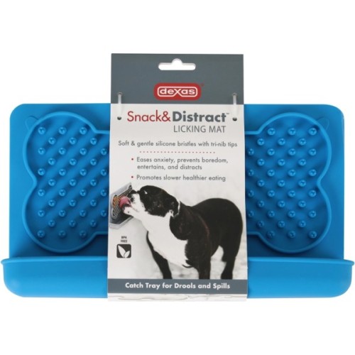 Посуд для собак Dexas Килимок для злизування ласощів горизонтальний (блакитний) (0084297309985)