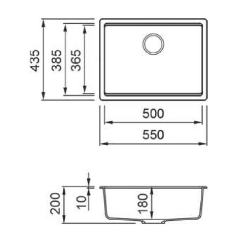 Мийка кухонна Elleci TIME 105 under top Nero 40