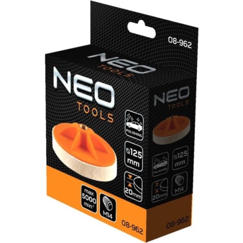 Диск полірувальний Neo Tools полірувальний, губка середньої твердості , M14, 125x20мм (08-962)