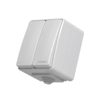 Вимикач Videx BINERA IP65 зовнішній 2кл сірий (VF-BNW12-G)