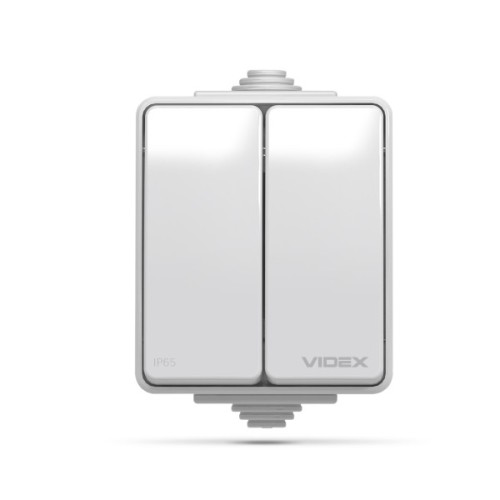 Вимикач Videx BINERA IP65 зовнішній 2кл сірий (VF-BNW12-G)
