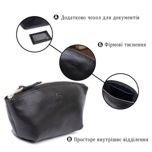 Косметичка Grande Pelle Зі шкіри Чорна (11302)