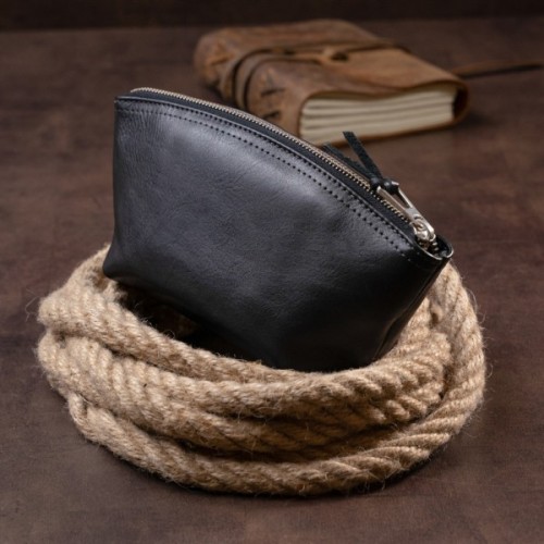 Косметичка Grande Pelle Зі шкіри Чорна (11302)
