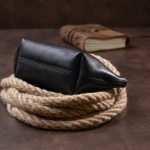 Косметичка Grande Pelle Зі шкіри Чорна (11302)