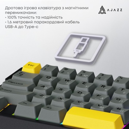 Клавіатура Ajazz AK029 Ice Island Magnetic Switch USB UA Black/Yellow (AK029-I-BY)