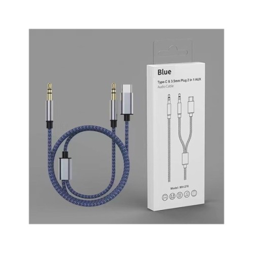 Кабель мультимедійний USB-C to 2x3.5mm M 1.2m blue XoKo (XK-MH-270)