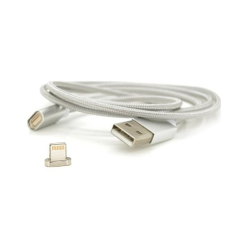 Дата кабель USB 2.0 to Lightning 1.0m 2A magnetic nylon silver Voltronic (YT-MCFB-L/S/13190/09165)