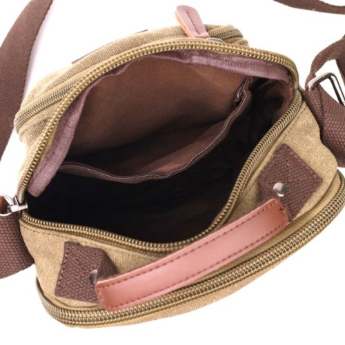 Сумка Vintage Вертикальна з текстилю Оливкова (22238)