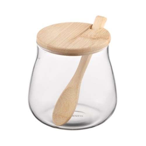Ємність для сипучих продуктів Ardesto Midori Sugar 500мл, скло, бамбук, прозорий (AR1350BHB)
