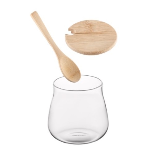 Ємність для сипучих продуктів Ardesto Midori Sugar 500мл, скло, бамбук, прозорий (AR1350BHB)