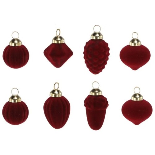 Ялинкова іграшка Chomik скляні прикраси 8 шт, велюр покриття, бургунді (5900779894303)
