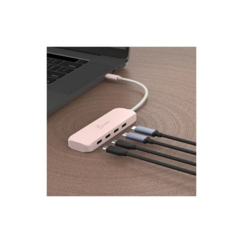 Концентратор J5create USB-C to 4xUSB-C 3.2 10Gbps rose (JCH345ER-N)