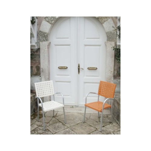 Кухонний стілець PAPATYA karea біле, ніжки алюмінієві (2370)