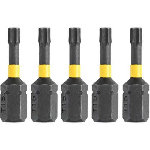 Набір біт DeWALT IMPACT TORSION, ударні, Torx, T15, L=25 мм, 5 шт (DT7380T)