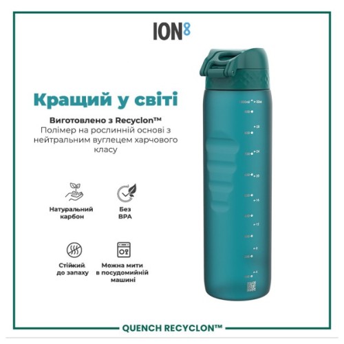Пляшка для води ION8 OneTouch 1000 мл BPA Free, Aqua (I8RF1000AQU)