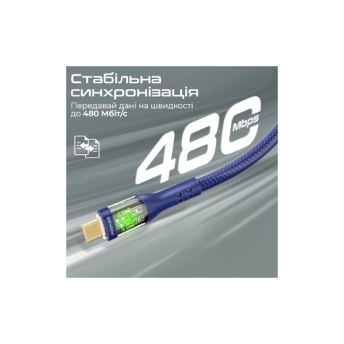 Дата кабель USB-C to USB-C 2.0m Promate (transline-cc200.navy)