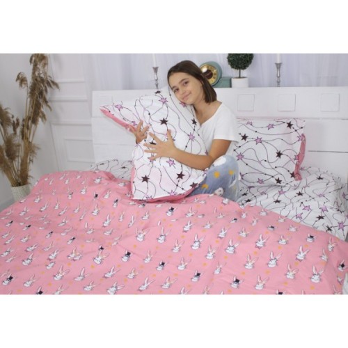 Постільна білизна MirSon Бязь Ranforce Elite 17-0528 Bunnies pink Сімейний 160x220 (2200004733333)