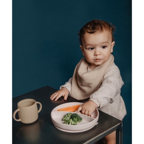 Тарілка дитяча Suavinex Colour Essence силіконова для вводу прикорму на 3 секції, +6 міс. , бежева (402914)