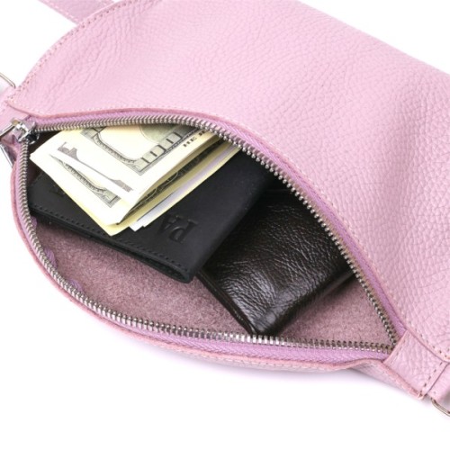 Сумка Shvigel Шкіряна бананка Лілова (16376)