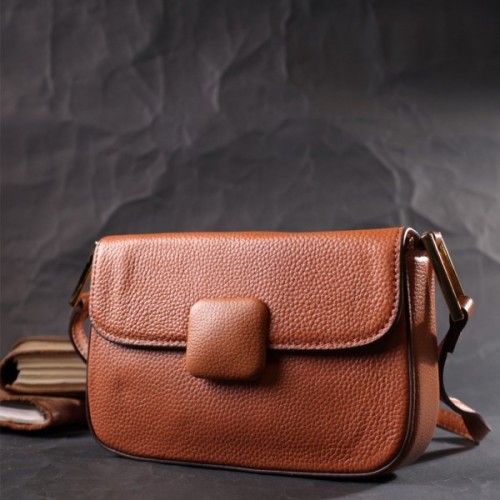 Сумка Vintage З твердим каркасом з натуральної шкіри Коричнева (22390)