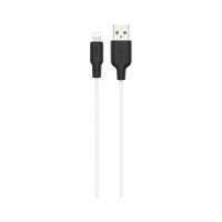 Дата кабель USB 2.0 AM to Lightning 1.0m 2.4A silicone X21 black+white HOCO (6931474711816)