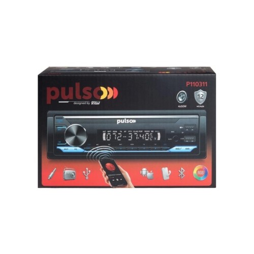 Автомагнітола PULSO RGB, USB, FM, RCA, LCD-дисплей, 4х50 Вт (P110311)