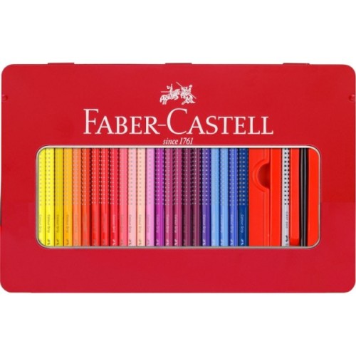 Олівці кольорові Faber-Castell Grip, акварельні, 48 кольорів в металевій коробці з аксесуарами 112448 (26536)