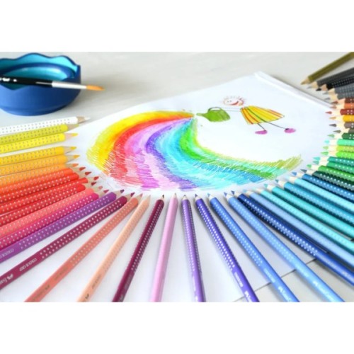 Олівці кольорові Faber-Castell Grip, акварельні, 48 кольорів в металевій коробці з аксесуарами 112448 (26536)