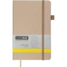 Книга записна Buromax Etalon 125x195 мм 96 аркушів в клітинку обкладинка зі штучної шкіри Золота (BM.291160-23)