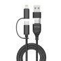 Дата кабель USB-C + USB-A to Lightning + Micro 5P + USB-C 1.0m 2.4-3A black Grand-X (PX-41B)