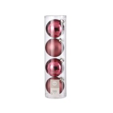 Ялинкова іграшка House Of Seasons Скляні кульки 4 шт D10 см Рожеві (8718861800487)