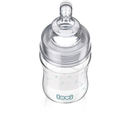 Пляшечка для годування Lovi Diamond Glass Botanic скляна 150 мл Світло-синя (74/105)