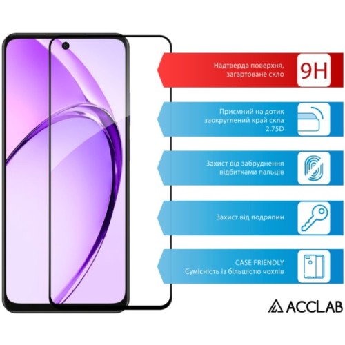Скло захисне ACCLAB Full Glue Oppo A3 5G Black (1283126598876)