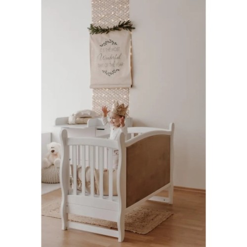 Ліжечко Angelo Габрієль, колір білий з мокко (велюр) 120х60 (12007)