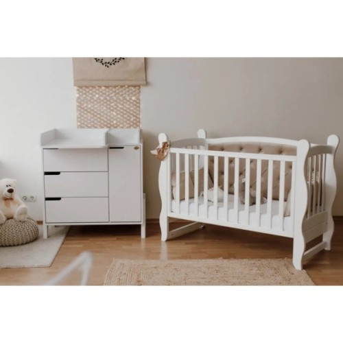 Ліжечко Angelo Габрієль, колір білий з мокко (велюр) 120х60 (12007)