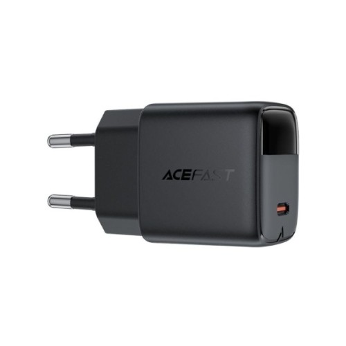Зарядний пристрій Acefast USB-C 20W GaN with digital display black (6974316284413)