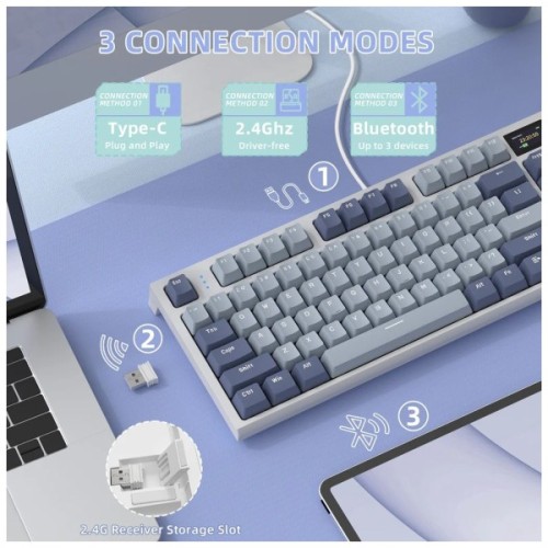 Клавіатура Attack Shark K86 RGB Wireless/Bluetooth/USB UA Retro Grey (K86MN_AS)