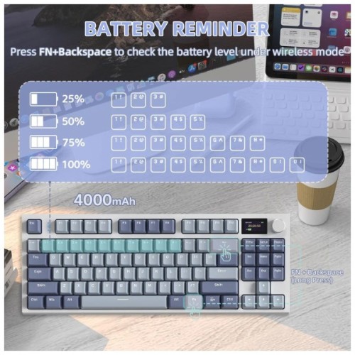 Клавіатура Attack Shark K86 RGB Wireless/Bluetooth/USB UA Retro Grey (K86MN_AS)