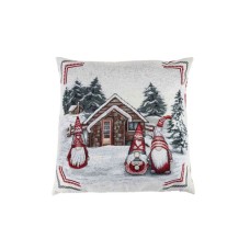 Наволочка Прованс декоративна Snowfall Три гноми біля будиночка 45х45 см Сіра (23404)