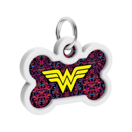 Адресник для тварин WAUDOG Smart ID з QR паспортом "Чудо жінка 3", кістка 40х28 мм (0640-1018)